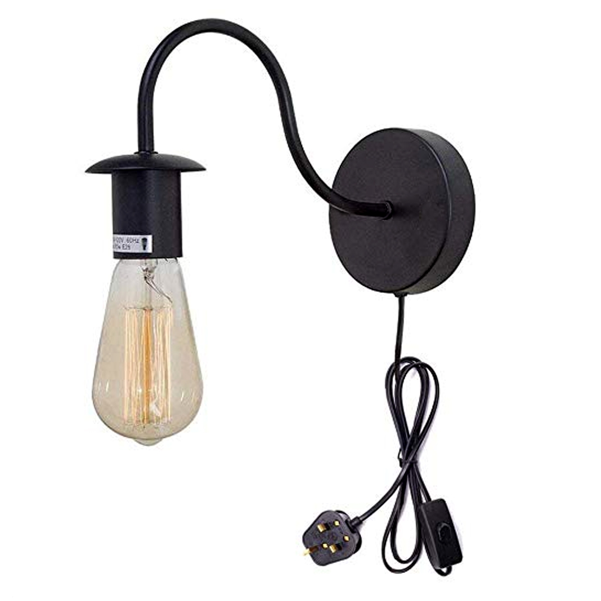 10cm Ceiling Plate Fitting 2M of Wire Plug in Socket with Switch