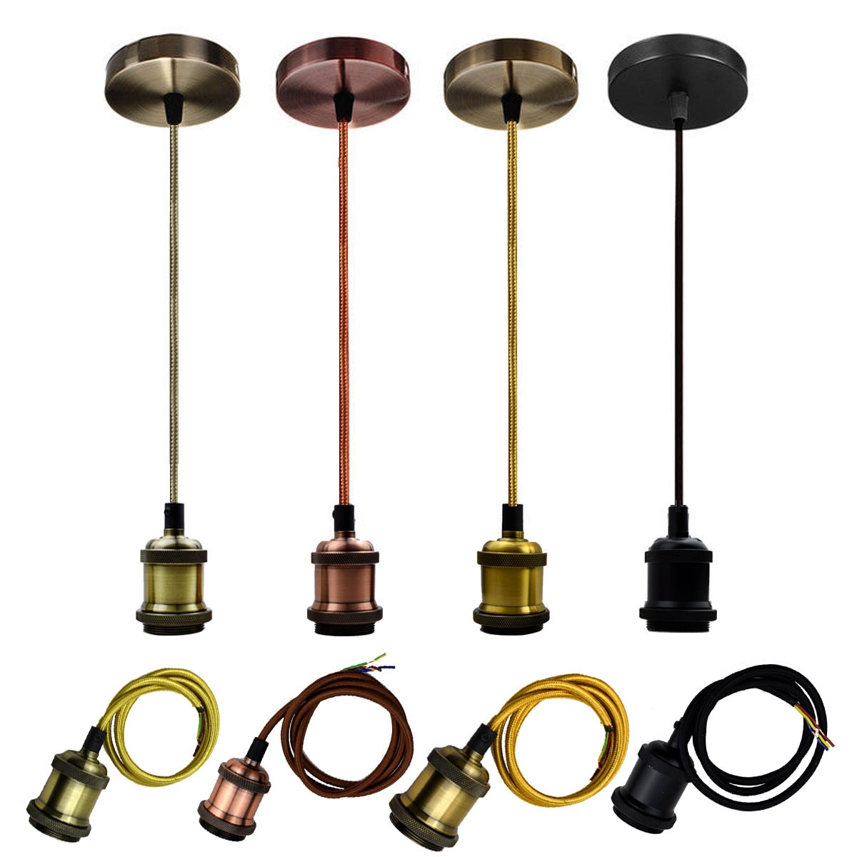 E27 Screw Ceiling Pendant Light Fabric Flex Pendant LampHolder Fitting