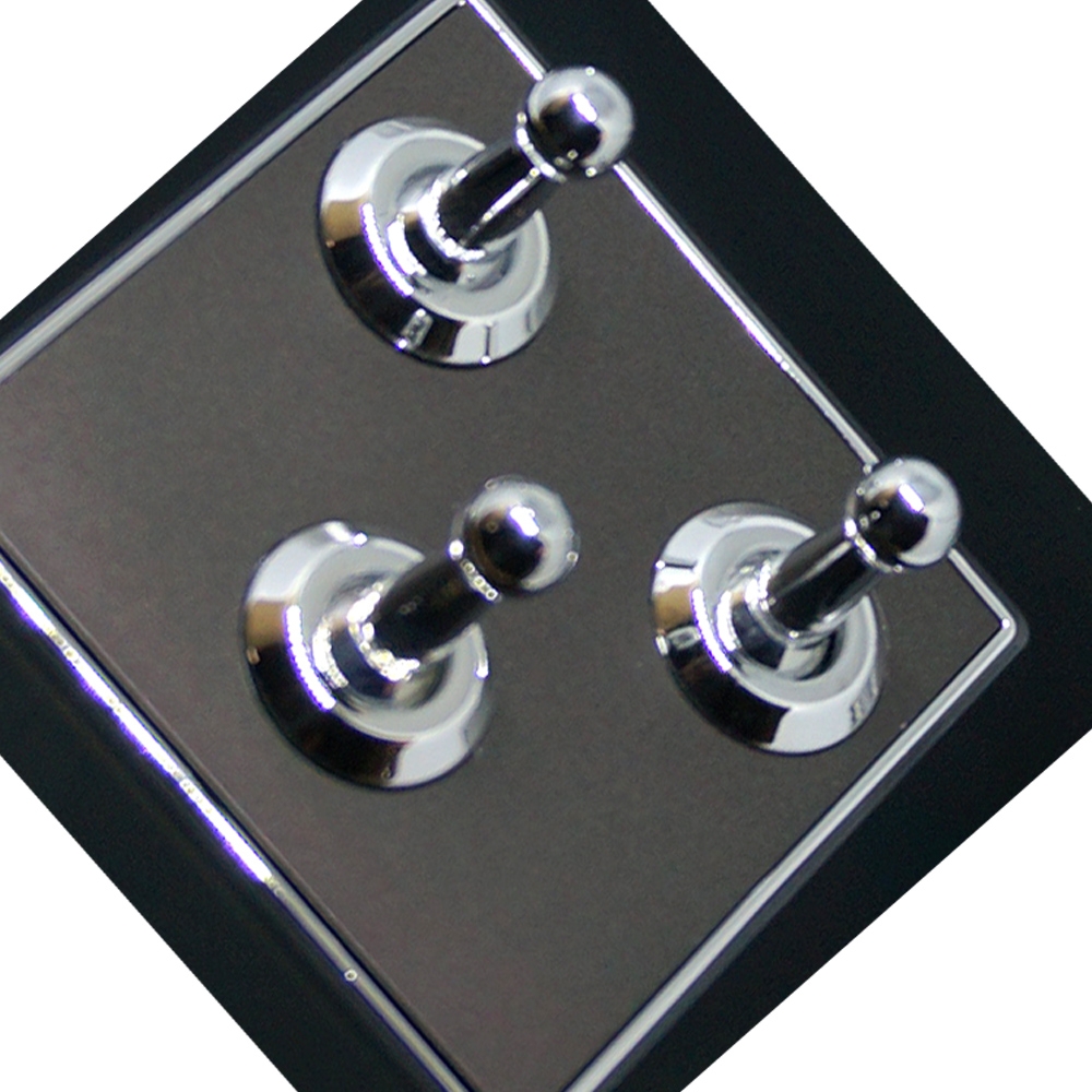 Toggle Liver Light switches UK 1 2 3 Gang Wall Black Glass Finish Screw