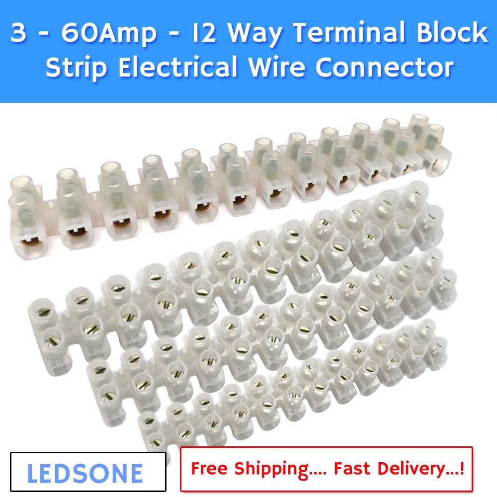 12 Way Connectror Strip 3A 60A Electrical Chock Block Wire Terminal